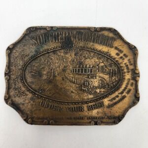 Vintage Southern Comfort Whiskey Belt Buckle Under Your Belt Brass Tone USA Made